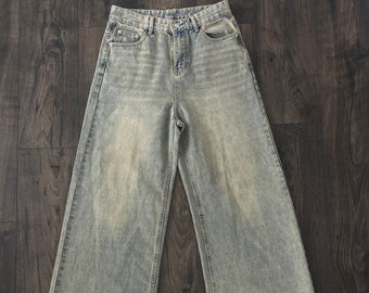 Baggy Jeans mit Vintage Wash, Perfekte Denim mit weitem Bein, erstaunlich sitzende Hose- Handgemacht!