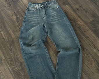 Perfect Straight Denim,  Amazing  Washed Baggy/ Straight  Pants, Straight leg - Fast Shipping