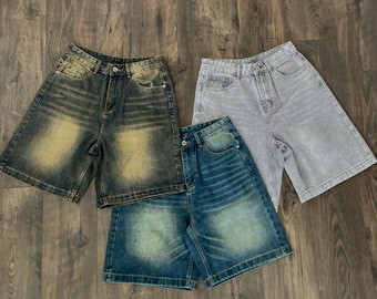 Vintage Washed Straight Shorts, Amazing Fit Baggy Shorts, Gerades Bein - Schneller Versand!