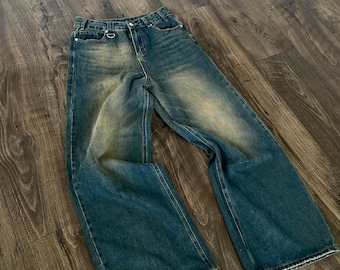 Jean droit délavé vintage, coupe incroyable, pantalon ample, jambe droite - expédition rapide