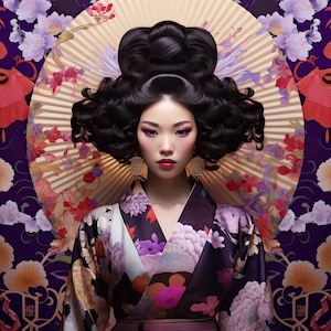 Miss Shobu fine art print - Japanese lady art print - Modern geisha fine art - Asian inspired - Japanese decor