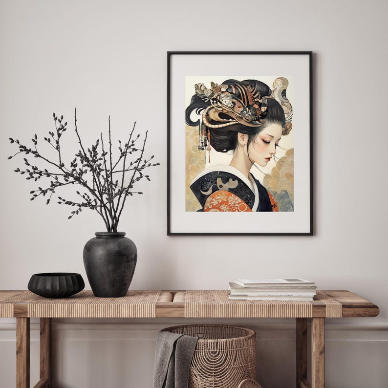 Ornate Geisha Portrait Art Print – Japanese Fine Art - Etsy