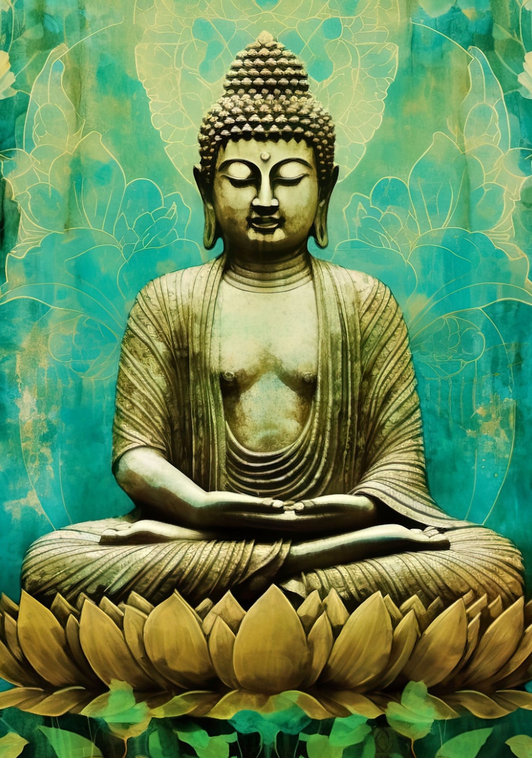 Seated Buddha Fine Art Print Buddha Statue Art Print Zen Etsy