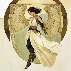 Art Deco Angel - fine art print - Angel art print - fantasy fine art - Angel print -