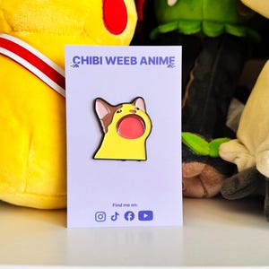 Big Mouth Cat meme pin badge | Pin accessories | Funny and Cute pins | Pins for bags