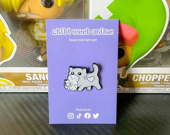 Cat Mum with Kitten Enamel Pin Badge | Kawaii Cute Pin Badges for Cat Lovers and Fans | Kawaii Cat Pins | Cat Theme Gifts | Mothers Day Gift