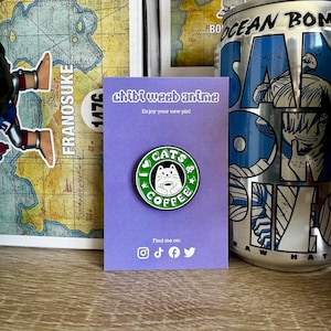Cute Cat & Coffee Themed Cat Enamel Pin Badge | Pin Badges for Cat Fans | Cat Pins | Gifts for Cat Lovers | Cat Brooches