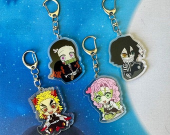 Anime Demon Slasher Acrylic Keyring Characters 1pc Character Enamel Pins | Merch for Anime Fans | Anime Keychain | Anime Accessories