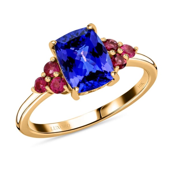 10K Yellow Gold AAA Tanzanite and Ouro Fino Rubellite Ring 2.40 ctw Gold Ring Wedding Ring Engagement Ring Birthday gift For Her