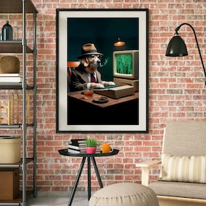 Hacker Hund Leinwanddruck - Tech inspirierte Kunst - Digitaler Download