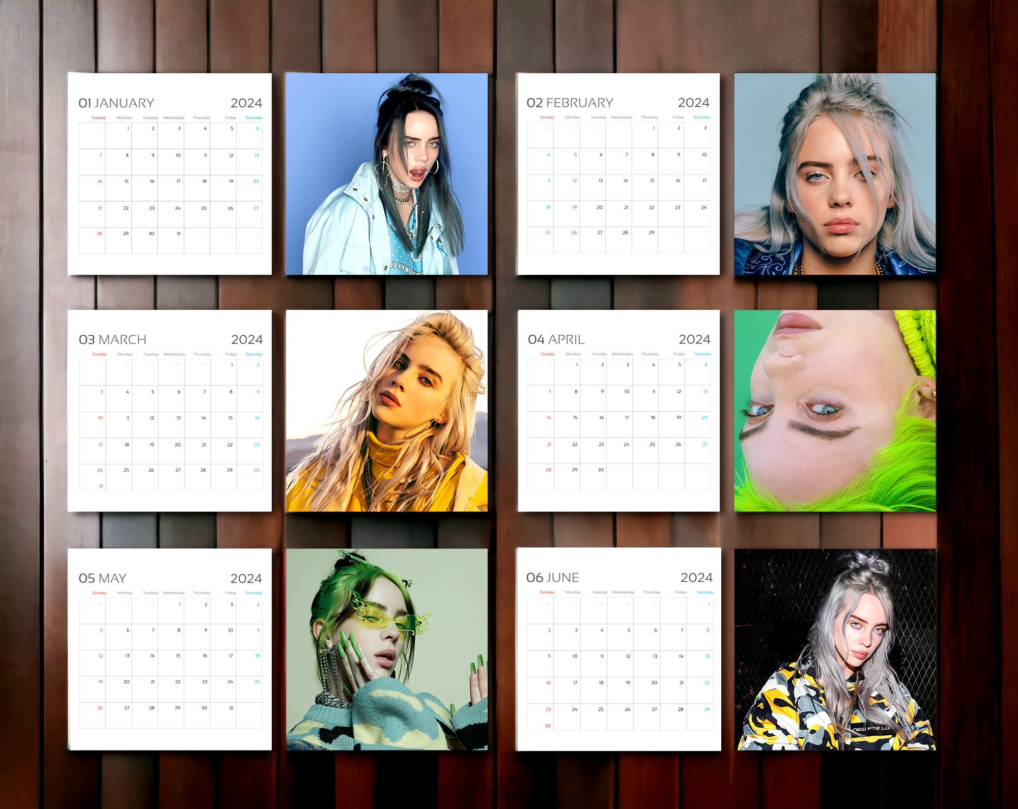 Billie 2024 Calendar Eilish 2024 Wall Calendar Celebrity Etsy Australia