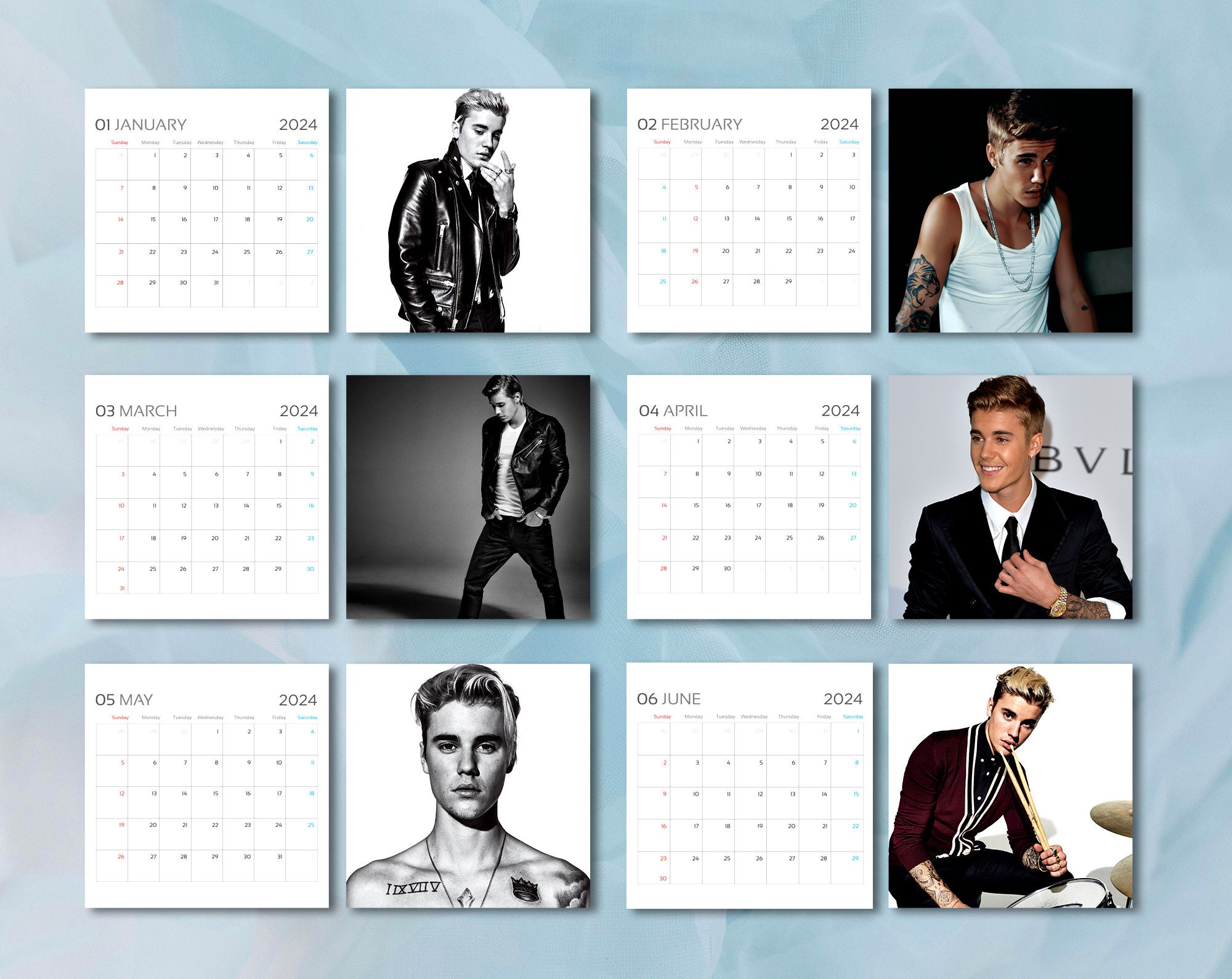 Justin Calendar, Bieber 2024 Wall Calendar, Celebrity Calendar 2024