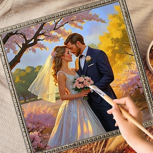 Portrait personnalisé de peinture à l'huile sur toile, portrait de mariage personnalisé sur toile à partir d'une photo, art personnalisé, cadeau de mariage, cadeau pour femme, cadeau pour mari