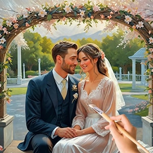 Wedding oil painting from photo, Custom portrait painting, Custom wedding ceremony portrait on canvas, custom art, wedding gift