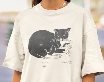 トップス CAT PRINTED TEE(BLACK, 38) Women's Black Cat T-shirt: Iridescent Glitter Kitty Tee - Etsy