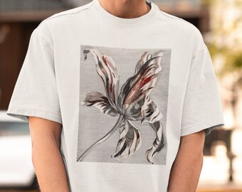 Oversized T-Shirt: Minimalist Vintage Floral Graphic, Unisex