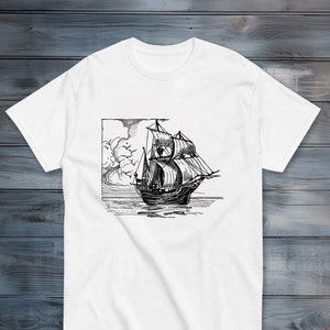 Vintage Old Sailing Ship Tee - Unisex Tshirt for Men and Women, Classic Nautical Stylish T-Shirt, Retro Maritime, Minimalist Design Shirt
