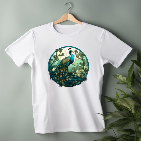 Camiseta gráfica Peafowl - Camiseta unisex para amantes de las aves, camiseta de plumas de pavo real, camiseta con estampado estético de la naturaleza, camisa streetwear elegante