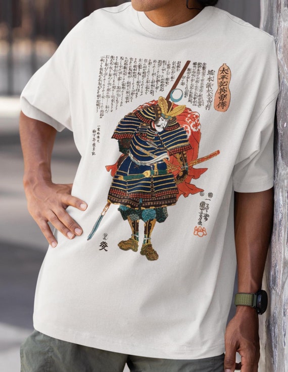 T-shirt OVERSIZED Samurai giapponese T-shirt unisex con spalle