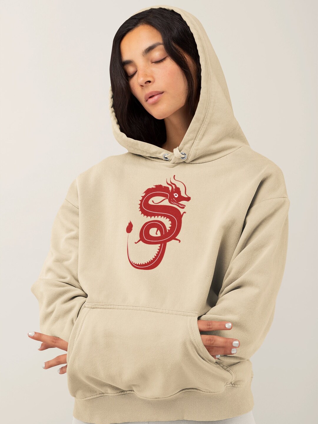 Red Oriental Chinese Dragon Men's Hoodie