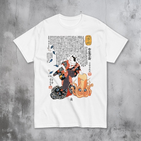 T-shirt japonais chat et pieuvre T-shirt unisexe, impression d
