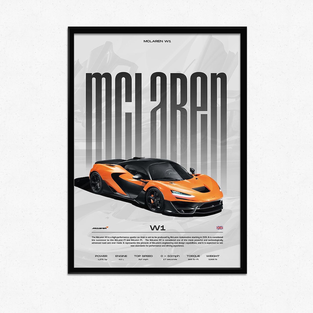Mclaren W1 Poster | Digital Download | Hyper Car Poster | Super