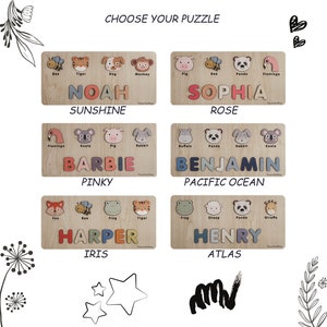 Personalized Wooden Name Puzzle Toy Wood Toys for Babys Handmade Name Puzzle Gifts for Baby Boys and Girls image 9