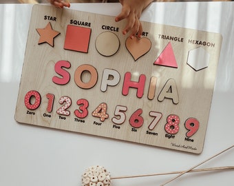 Personalized Handmade Wooden Name Puzzle with Animals |Customized Wooden Name Puzzle for Baby | Christmas Gifts for Children