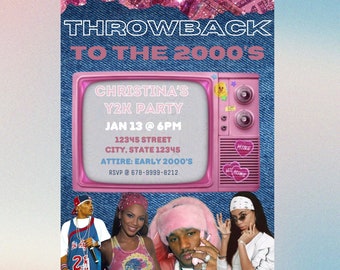 Throwback Early 2000s Themed Birthday Party Invite | Y2K Party Invitation | 90s Y2K Baby| Editable Printable Template | 00s Era