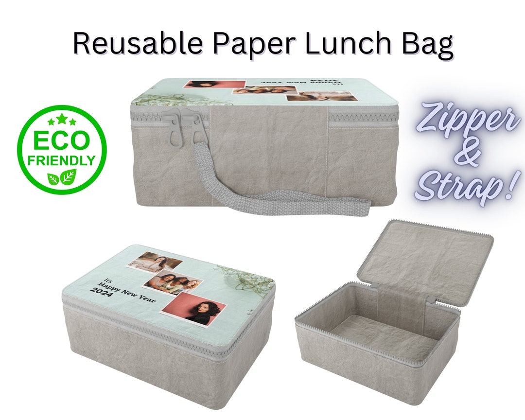 Custom Paper Reusable Lunch Bag With Zipper and Carry Etsy