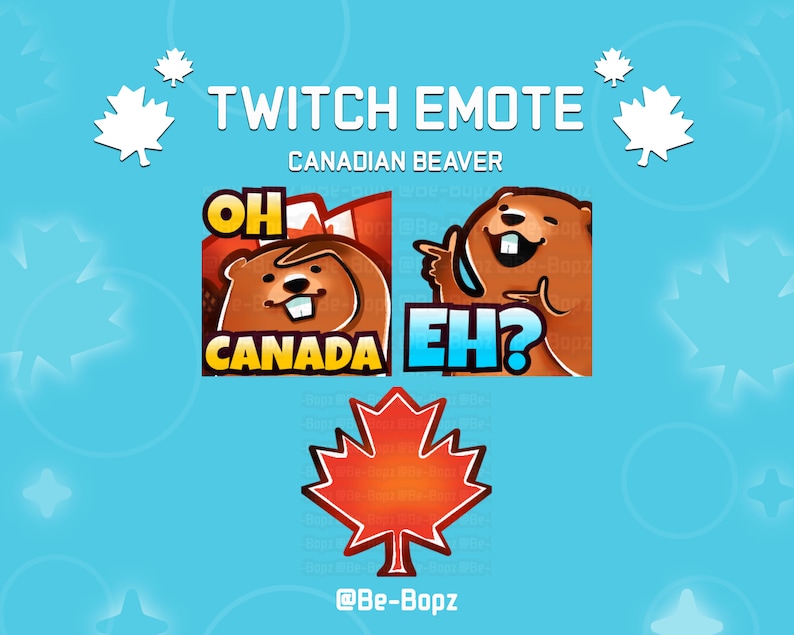Canada Beaver Twitch Emotes Set of 3 3FREE Discord Cute Canadian Maple