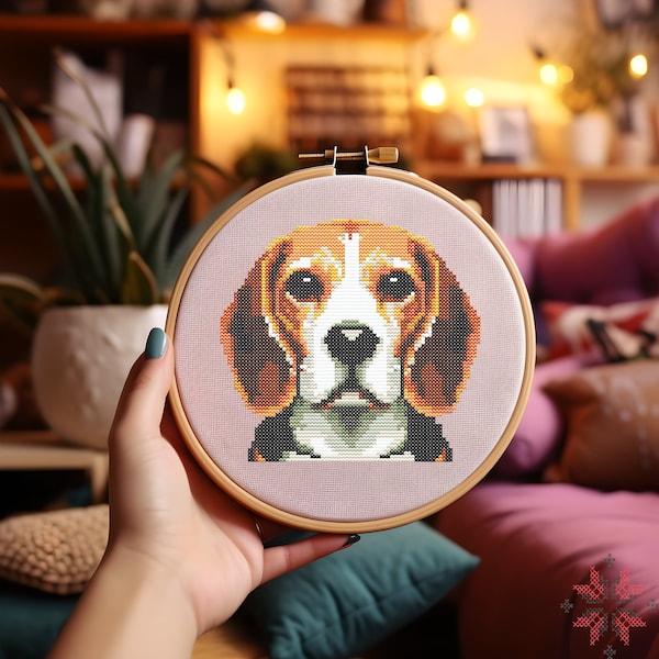 Beagle Dog Cross Stitch Pattern - DIY Embroidery Project - Perfect for Creating Unique Wall Art - Ideal Gift for Pet Owners