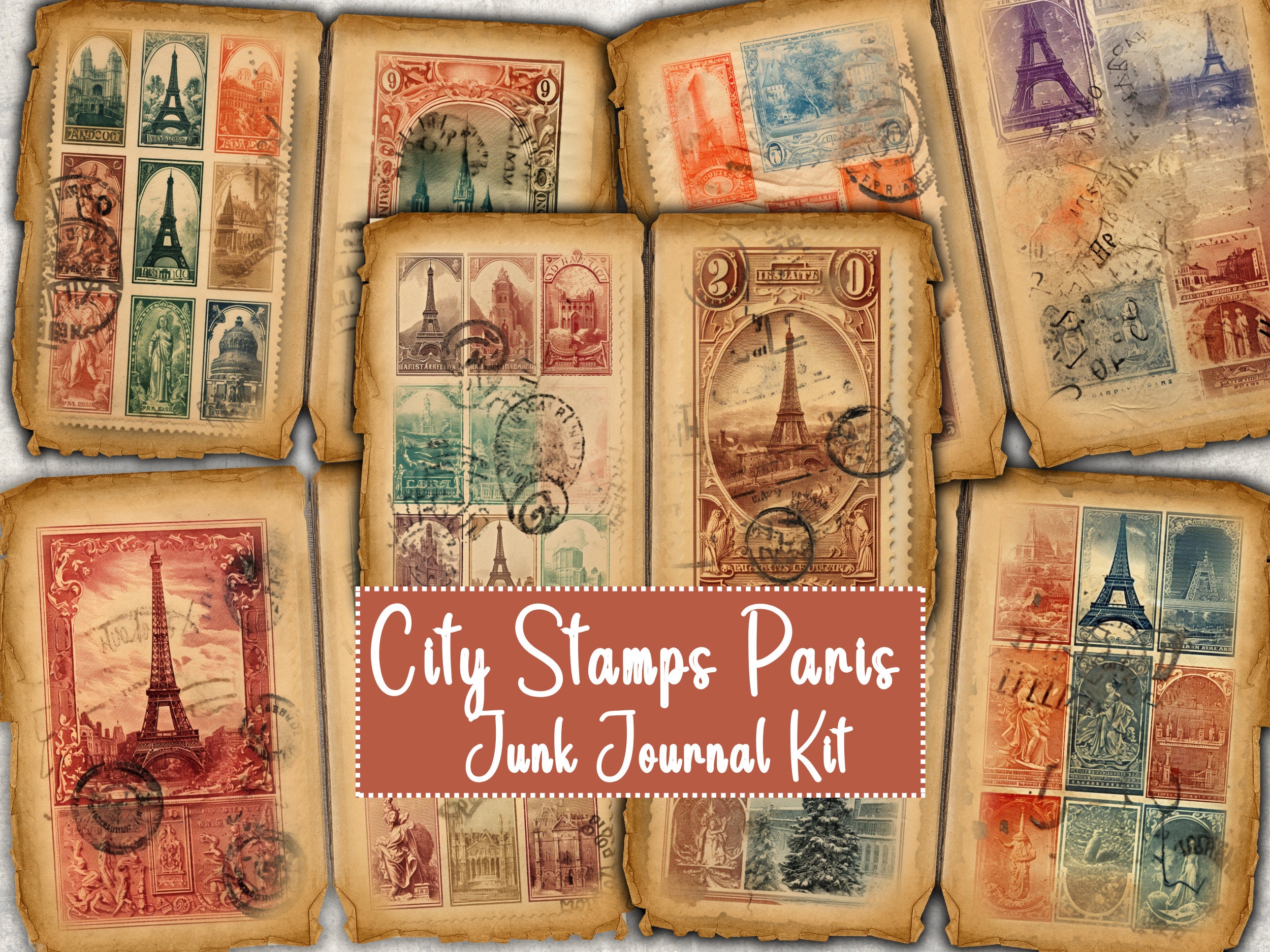 Travellers Pack Scrapbook Kit, Junk Journal Kit, Travel Journal Kit,  Steampunk Kit, Digital Journal Kit, Printable Journal Pages, DIY 000376