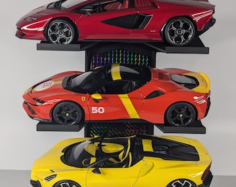 1/18スケールのミニカーディスプレイスタンド3個セット – ダイキャストモデルカー3台を収納可能