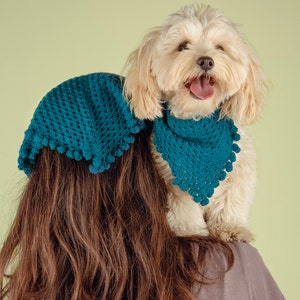 Matching Bandana Set for Pet & Owner, Custom Handmade Crochet Dog Scarf, A Perfect Mother's Day Gift for Dog Owners, Cute Knit Pet Neckwear