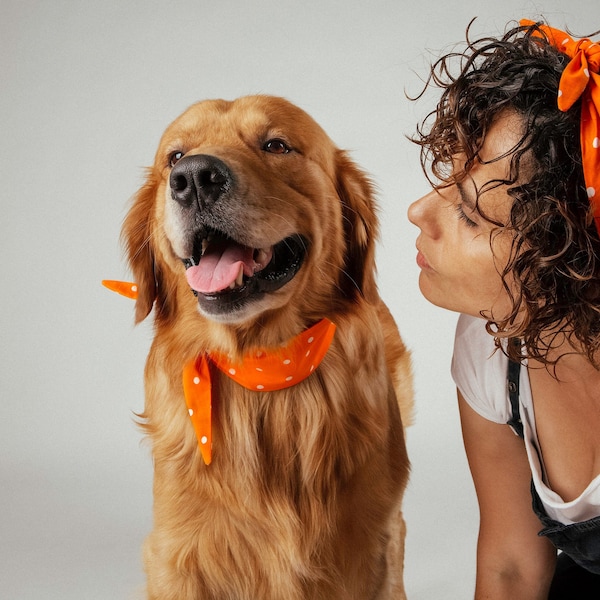 Adorable Dog Accessories: Matching Bandana Set for Pet & Owner, Dog Mothers Day Gift, Cotton Pet Neckwear, Cute Dog Scarf, Gift for Puppy