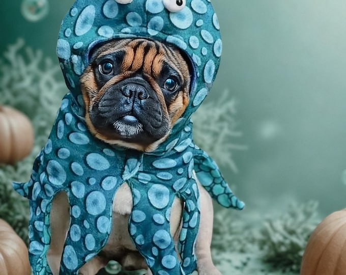 Halloween Octopus Dog Hoodie Costume – Funny Pet Cosplay Outfit for Dogs and Cats