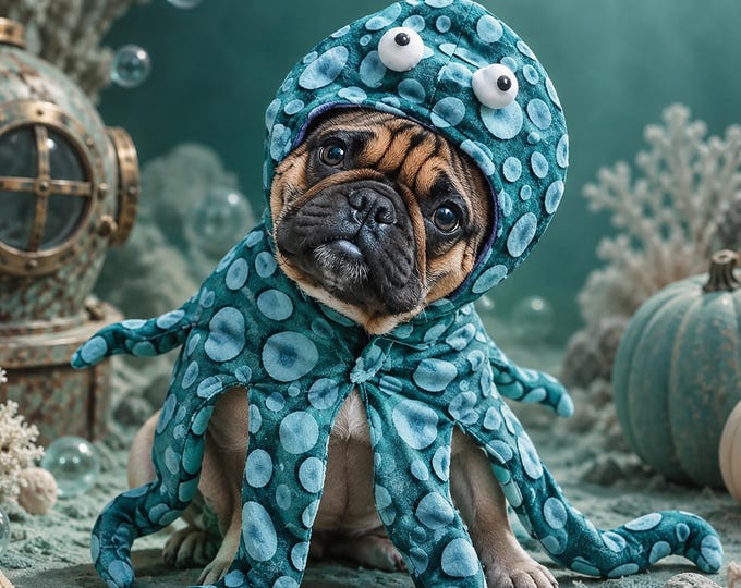 Halloween Octopus Dog Hoodie Costume – Funny Pet Cosplay Outfit for Dogs and Cats