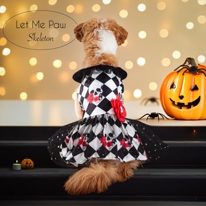 Handmade Halloween Dog Fancy Tutu Dress - Skull Pet Cosplay Outfit for Small & Medium Pups - Pet Birthday Costume