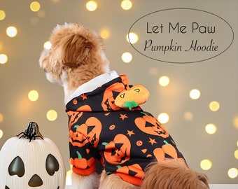 Halloween Pumpkin Dog Hoodie, Funny Pet Cosplay Outfit for Small & Medium Pups, Autumn Puppy Costume