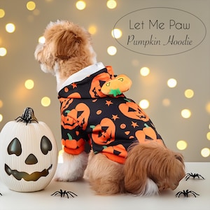 Halloween Pumpkin Dog Hoodie, Funny Pet Cosplay Outfit for Small & Medium Pups, Autumn Puppy Costume
