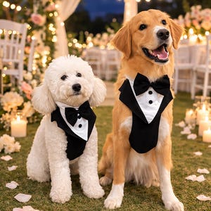 Arnés Esmoquin Negro para Perro – Traje Formal con Pajarita – Outfit Elegante de Boda