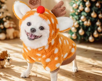 トナカイフリース、S～2XL、犬用ジャケット、クリスマスコスチューム犬 
