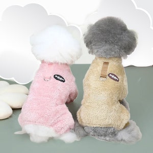 Soft Teddy Fleece Sweat for Small Dogs, Warm Winter Pet Clothes, Fluffy Cozy Fur Sweater for Dogs, Four Legs Fleece Puppy Pajamas