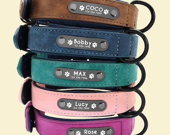 Collar de perro personalizado de cuero genuino con correa a juego, collares de lujo personalizado para perros pequeños y grandes