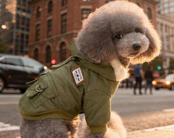 Winterhondenjas voor kleine honden – warme fleece gevoerde huisdieroutfit met capuchon