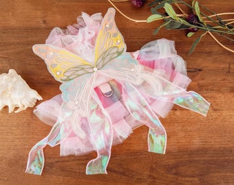 Fairy Pink Dog Wedding Dress with Butterfly Wings – Soft Pink Tutu Pet Outfit for Parties & Photos – Dog Mom Gift for Puppies and Cats