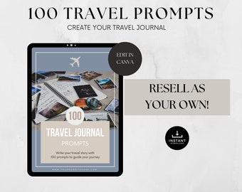 100 Travel Journal Prompts: PLR Resell Rights (Digital Download)