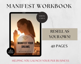 Manifestation Workbook, PLR resell rights for Digital Marketers, Law of Attraction Exercises, Self-Help Lead Magnet, PLR Journal Workbook,