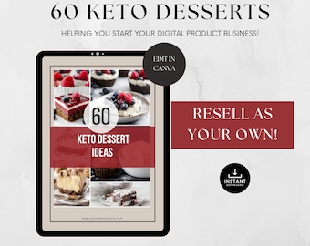 Libro electrónico con 60 ideas de postres cetogénicos: solo IDEAS - no incluye recetas, producto PLR Wellness